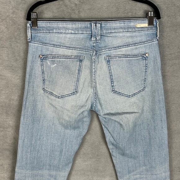 Pilcro Anthropologie Jeans Womens 27 Blue Hyphen Straight Embroidered Stretch - Picture 5 of 13